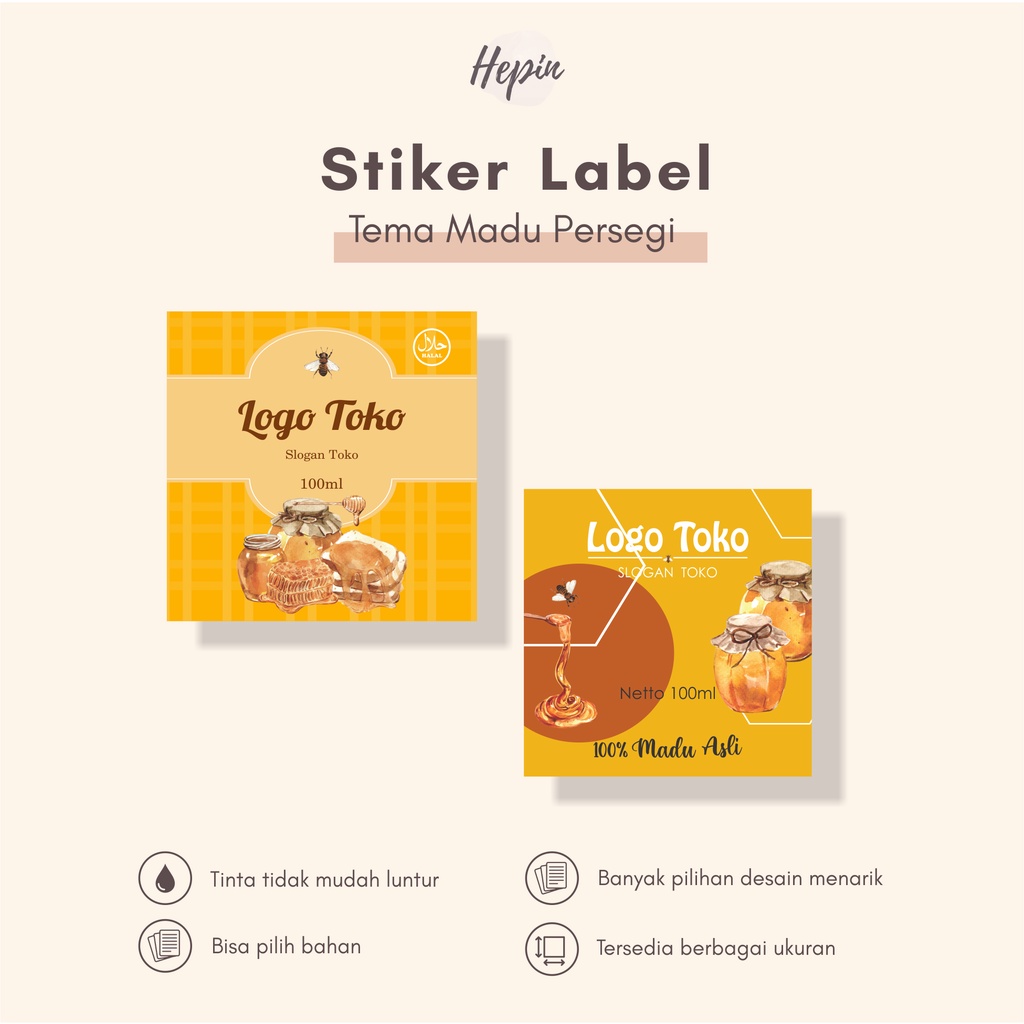 

Cetak Stiker Kemasan MADU Persegi Bulat Free Desain