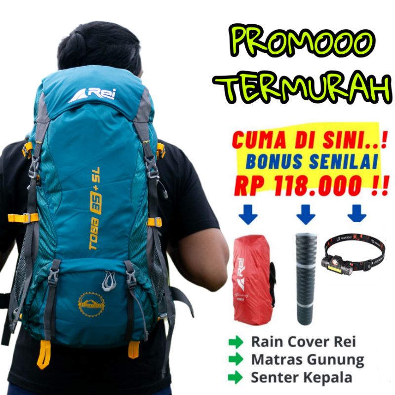 PROMO TAS GUNUNG SEMI CARRIER REI TOBA 35+5 Liter / Rei toba 35+5L Rei Toba 35+5L + Raincover / Arei Toba 35+5l / Rei Toba 40L