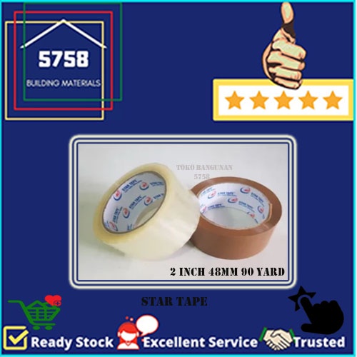 

STAR Lakban Isolasi Solasi Selotip Besar Bening Clear Coklat Cokelat 2 Inch 48mm x 90yard