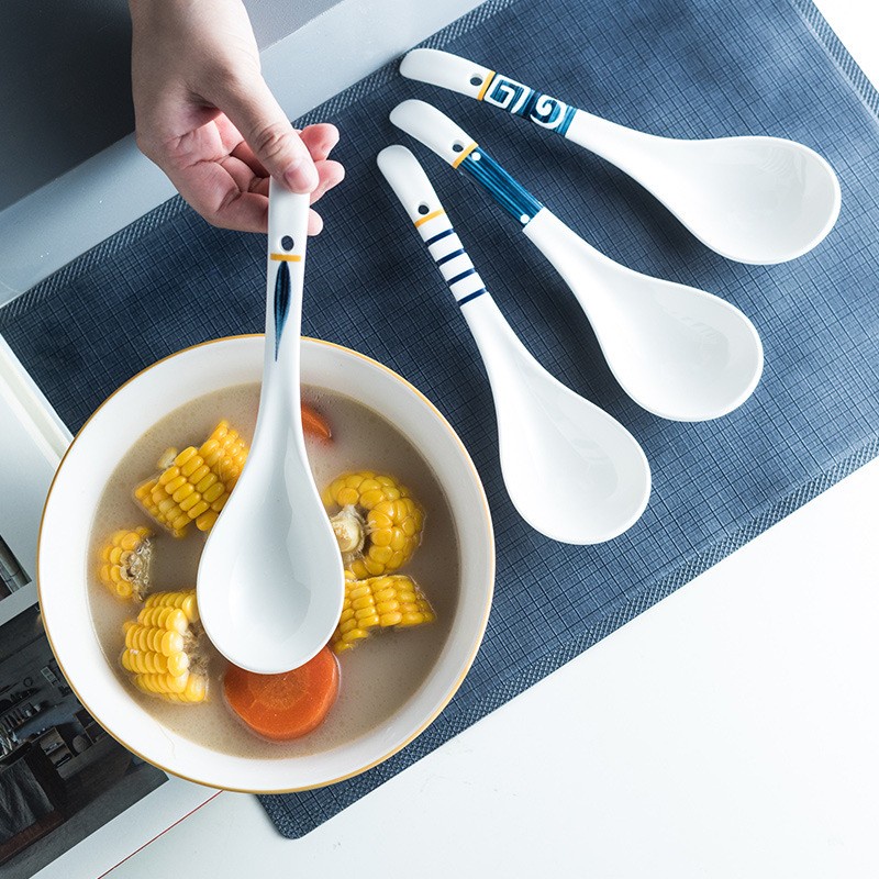 Triple W Sendok Sup Sendok Keramik Sendok Jepang Japanese Soup Spoon Ceramic Sendok Bebek Premium