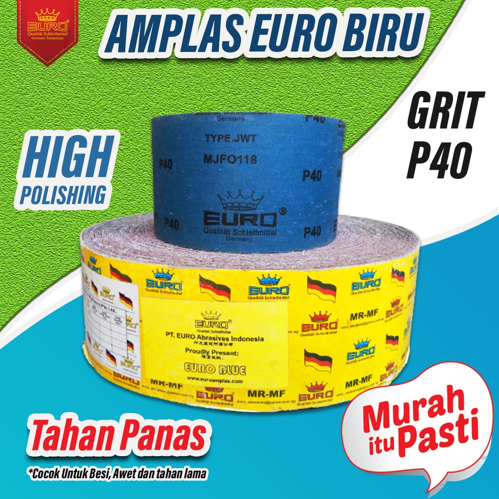 Amplas Roll meteran Euro Blue 45 Meter satu Roll Tahan panas