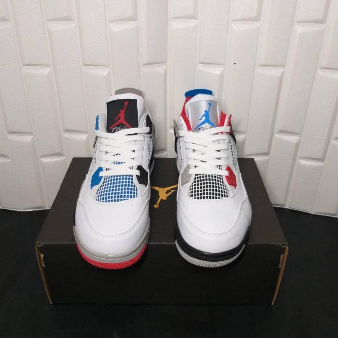 Sepatu Sneakers Nike Air Jordan 4 What The White Blue Red Malikaikha