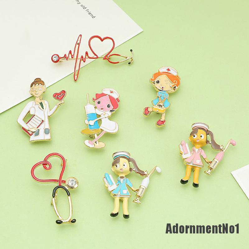 (Adornmentno1) Bros Pin Enamel Desain Kartun Dokter / Perawat