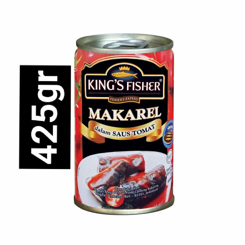 King's fisher Mackerel saus tomat 425g / ikan makarel / makarel 425gr / ikan makarel besar / makanan kaleng siap saji