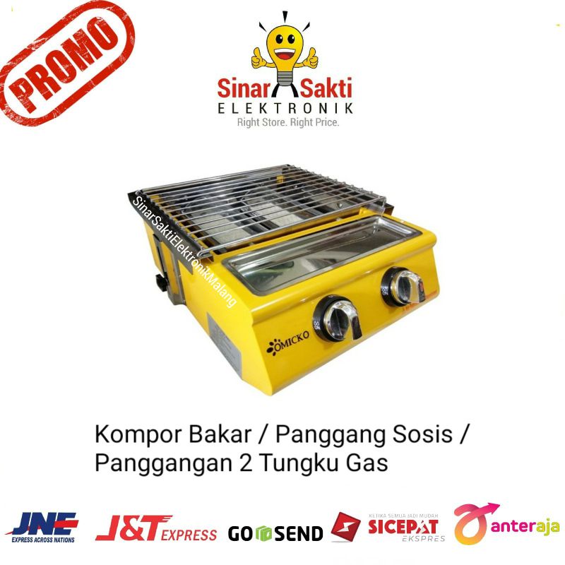 Kompor Panggang Sosis Bakar Bbq Grill Sate Ayam Panggangan 2 Tungku Gas Pemanggang Tanpa Asap Malang Jualan