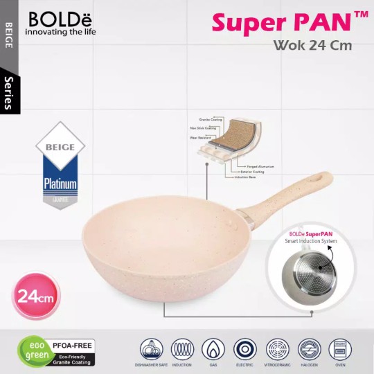 BOLDe super pan GRANITE /WOK 24 cm beige