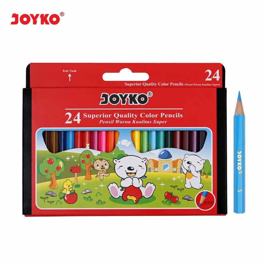 

PENSIL 24 WARNA MINI / SHORT COLOR PENCILS HEXAGONAL GRIP CP-S24 JOYKO