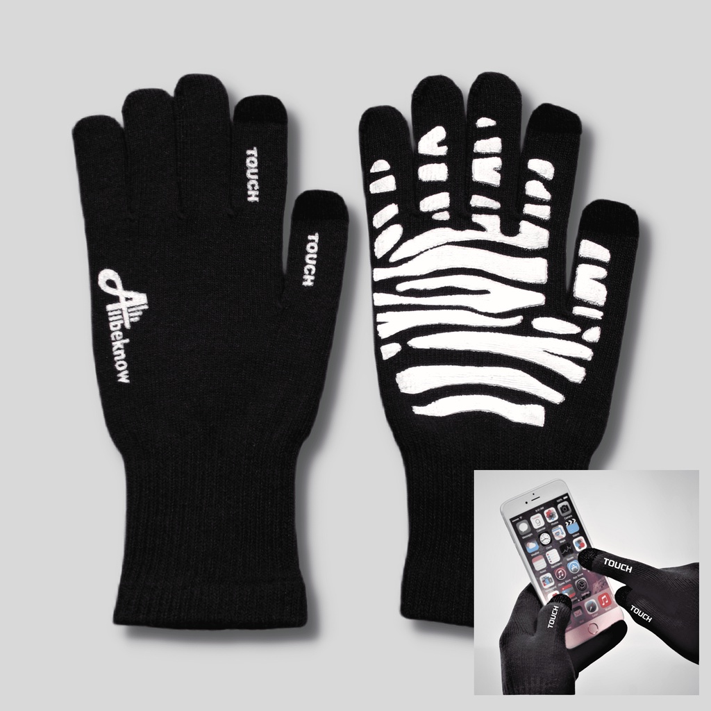 SARUNG TANGAN MOTOR TOUCH SCREEN HP / KARET ANTI SLIP / BLACK / GLOVE Allbeknow