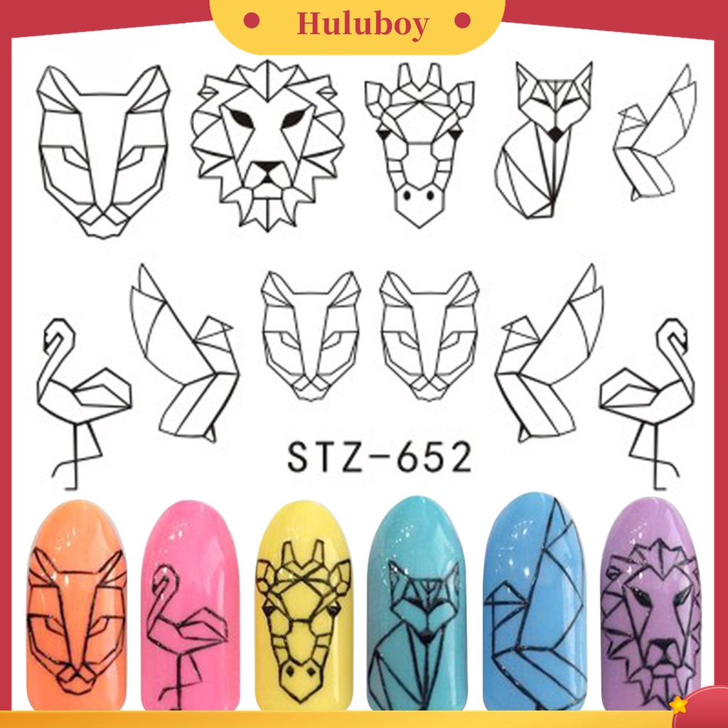 Huluboy Huluboy♡ Stiker Kuku Motif Print Hewan Untuk Dekorasi Manicure