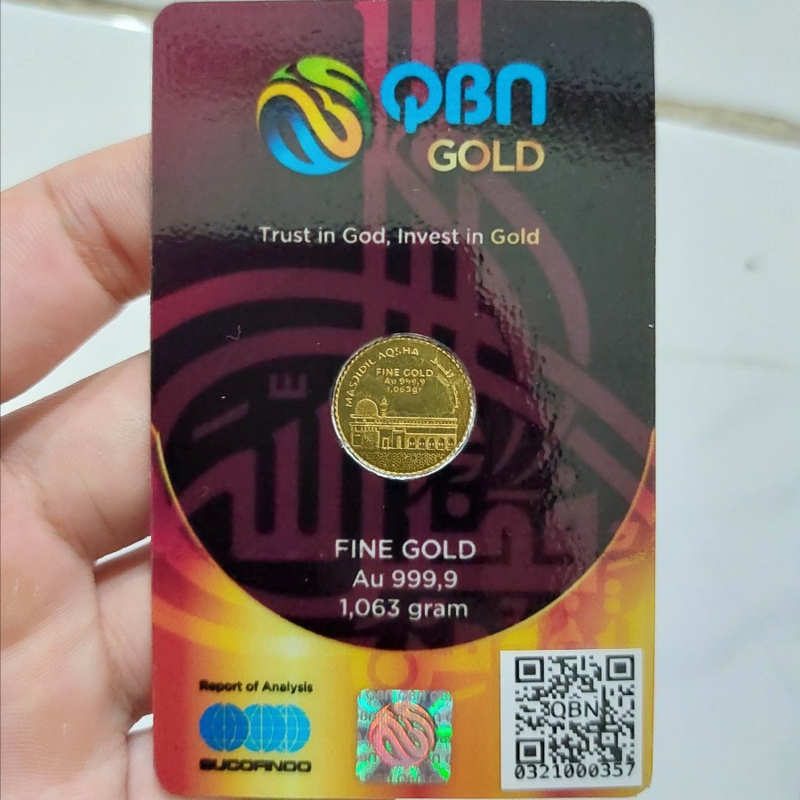 1 KOIN 1/4 DINAR QBN 99.9% 24 KARAT 99.9 EMAS MURNI 1.0625 GRAM 24k 99 9 LOGAM MULIA 999 pesaing ANT
