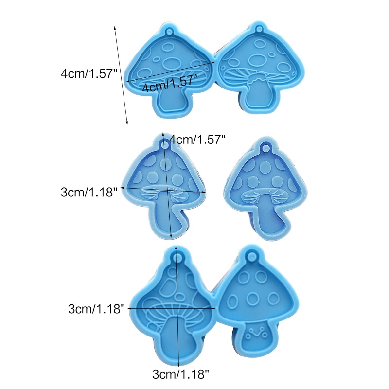 Siy 3PCS Cetakan Resin Epoksi Bentuk Jamur Bahan Silikon Untuk Liontin Anting / Gantungan Kunci DIY