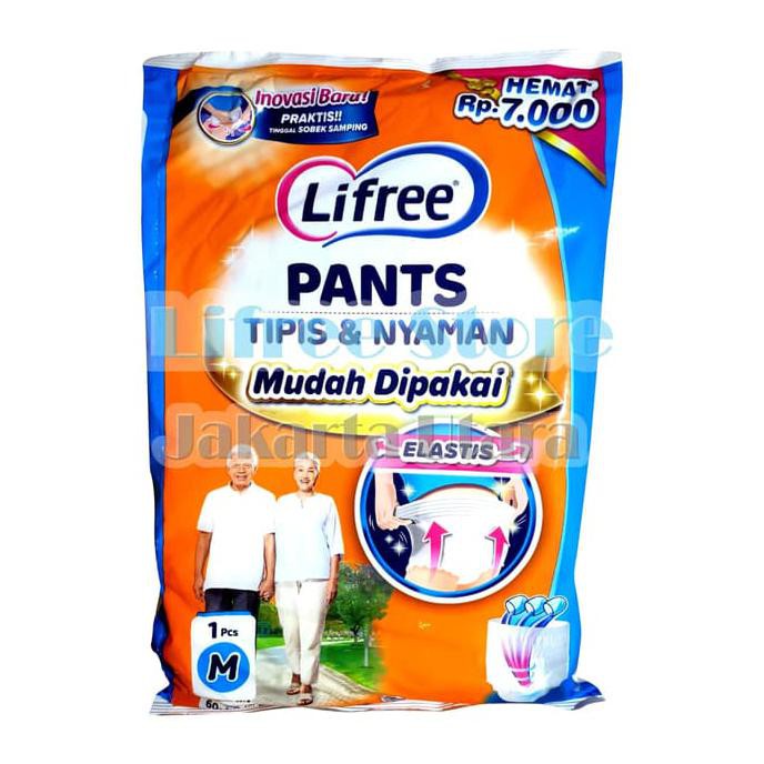 nadian/// HEMAT  Lifree Celana M 1 x 20 Popok Pampers Dewasa Celana Diaper