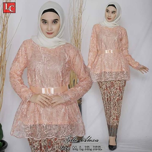 Setelan Kebaya Tille Alexa Lc Warna Salem Mix Plisket / Kebaya Modern