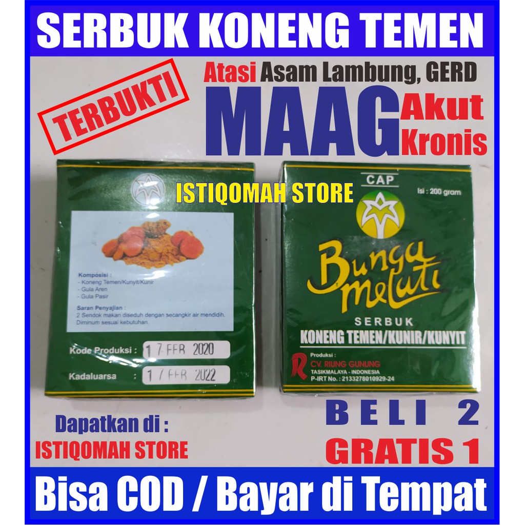 PROMO Beli 2 Gratis 1 - SERBUK KONENG / KUNIR / KUNYIT Obat Maag Kronis Asam Lambung Akut GERD Alami