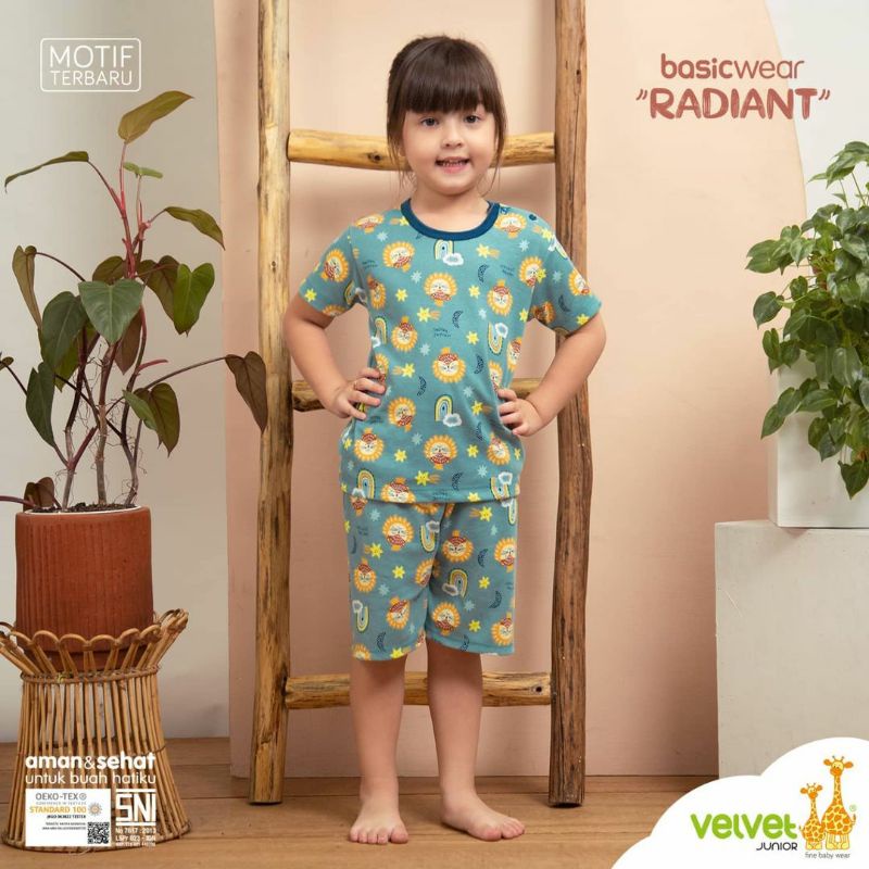 setelan piyama velvet junior RADIAN joy and cheer S M L XL kaos oblong lengan pendek celana pendek M
