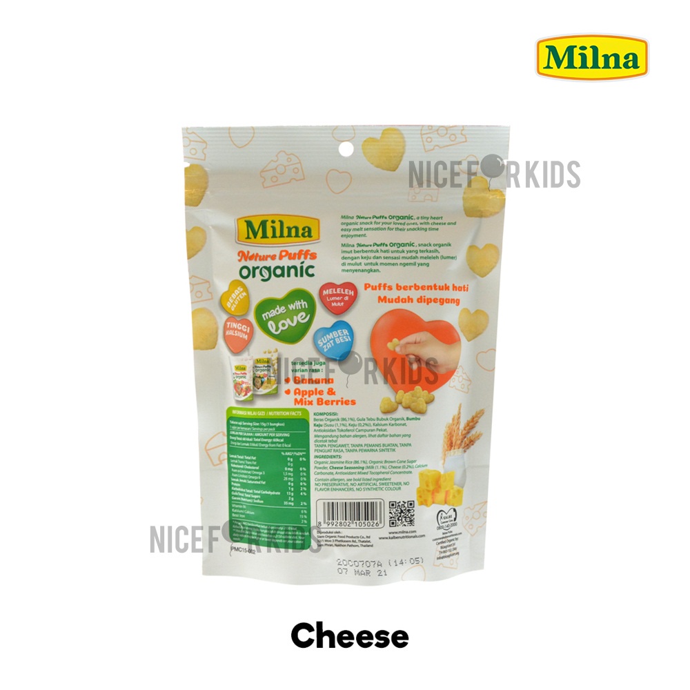 MILNA Nature Puffs Organic 8+ 15gr / Milna Puff Cemilan Bayi Organic