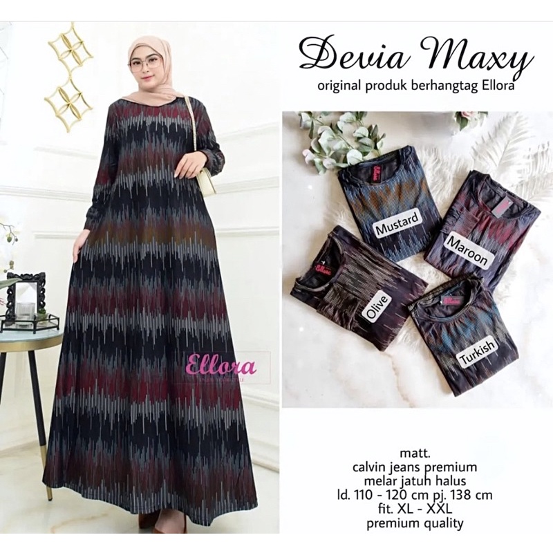 Devia Maxy - Gamis Calvin Jeans Terbaru LD110+  Jumbo / R.22 - 023-6796