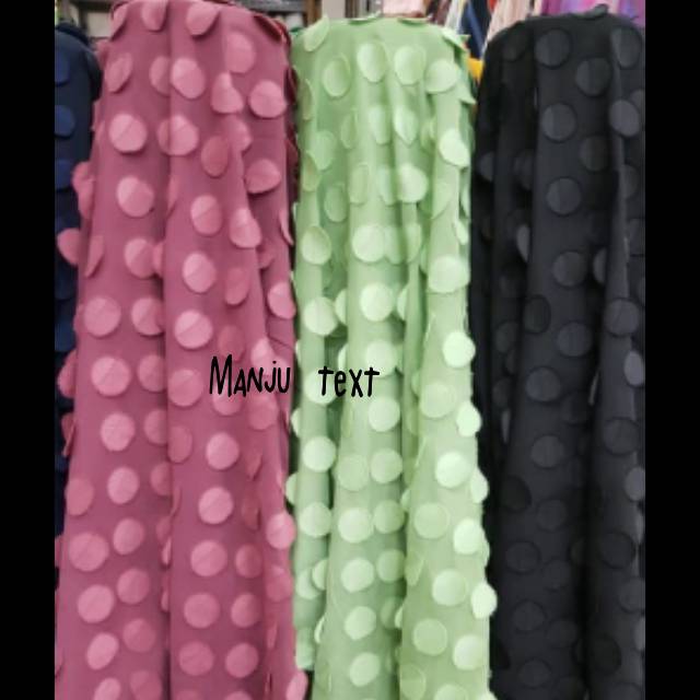 Kain Sifon 3D Polkadot/ bahan chiffon Rubiah timbul / bahan dress,gamis,dll TERMURAH