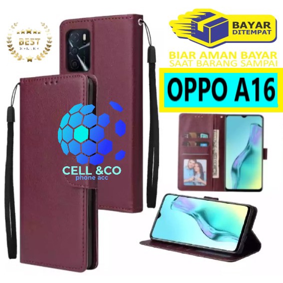 Flip cover OPPO A16 Flip case buka tutup kesing hp casing flip case leather wallet