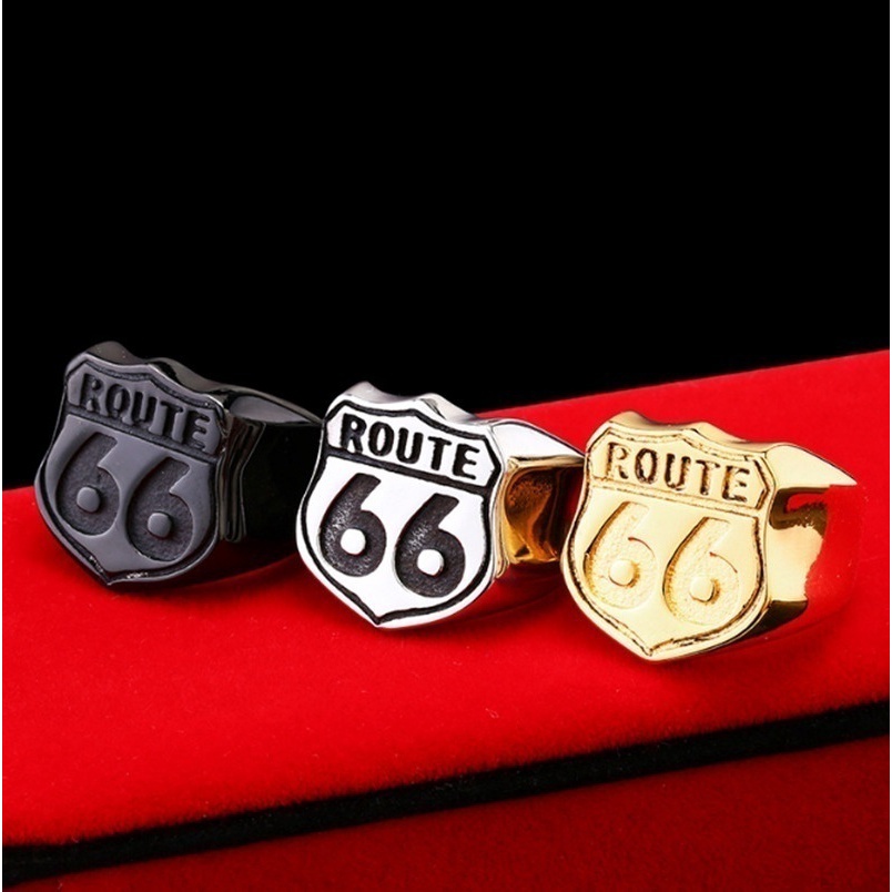 Cincin Desain American Cyclist Route 66 Untuk Pria