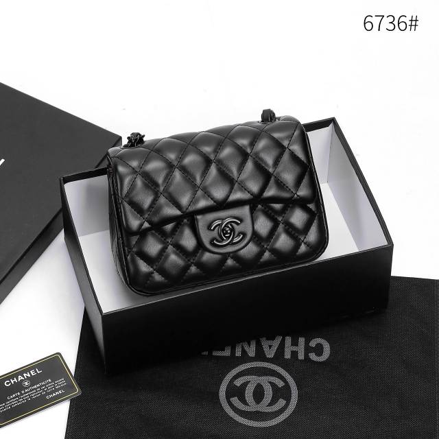 Chanel Baby Sling Bag Black Hardware CalfSkin #6736