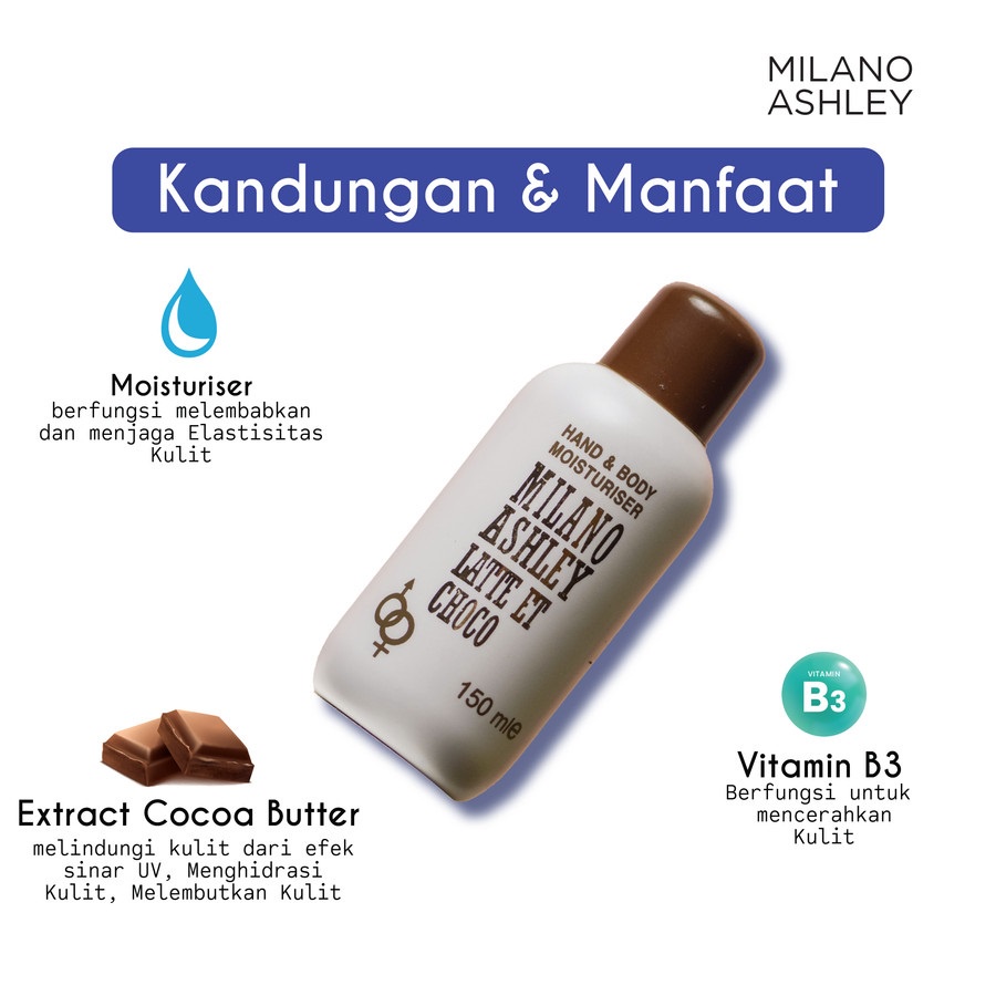 ★ BB ★  MILANO ASHLEY Latte Et Choco Hand &amp; Body Lotion Moisturiser - 150ml - 300ml - 500ml - Musk By Milano Ashley