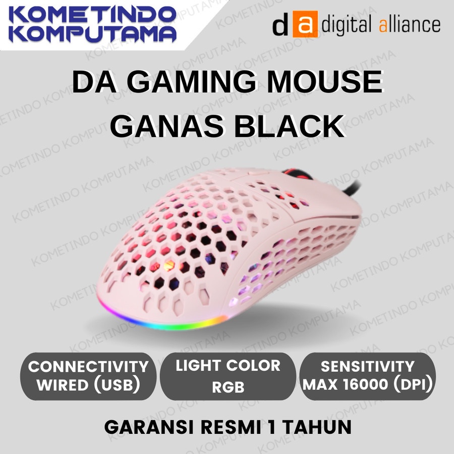 GANAS - PINK Digital Alliance Mouse Gaming GANAS RGB LED Splash Waterproof - DA