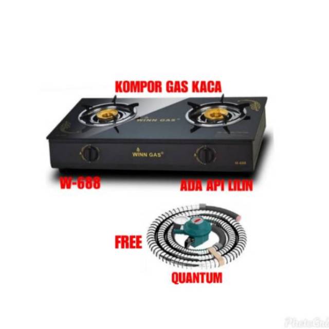 KOMPOR GAS KACA WINN SAMA SELANG PAKET QUANTUM
