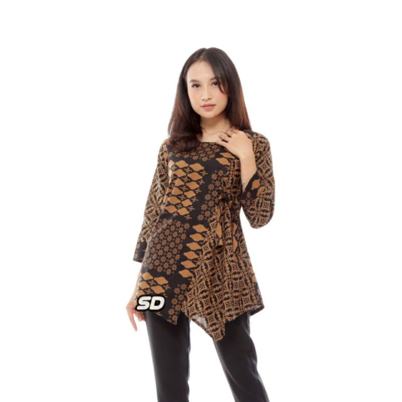 tey-17 Batik Wanita ASJ SA HRB026 Kenogo Kemeja Tosca Pendek-Model 1
