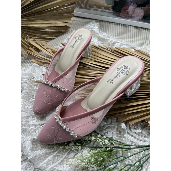 sepatu Rafaizoutfit sepatu wanita annesha dustypink tinggi 5cm kaca