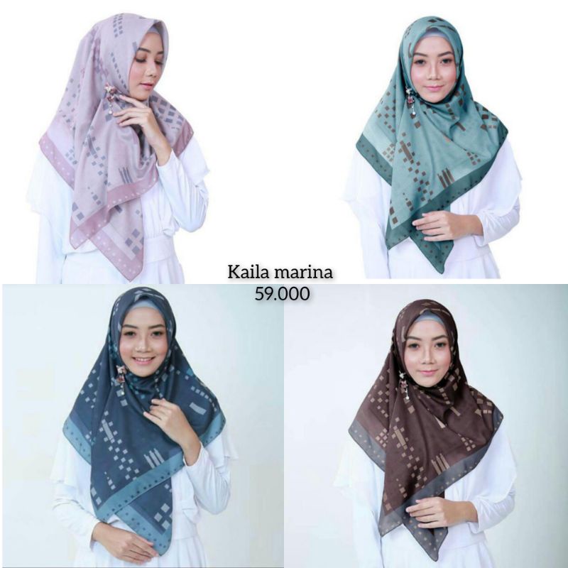 Elzatta Hijab Segi Empat Motif  || Kaila Marina