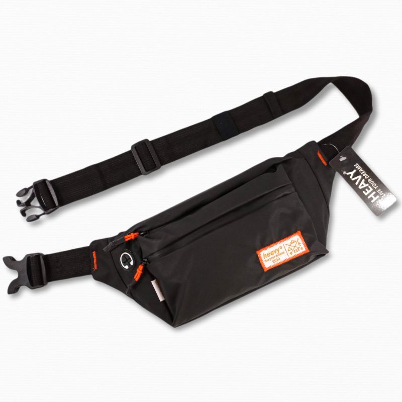 HEAVY Waistbag black waterprooff | Tas pinggang | Tas pria anti air | PNCK-1038