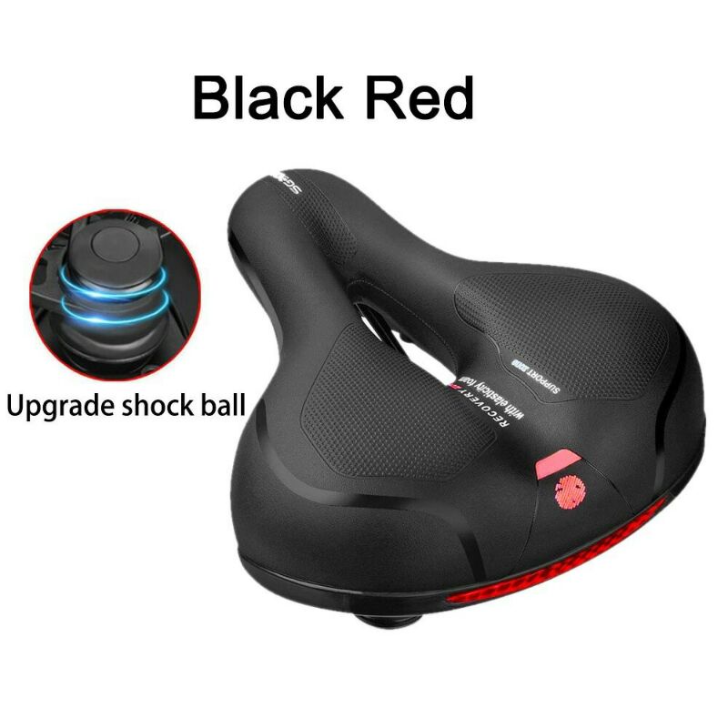 Asiento Sadel Sepeda Mountain Bike Saddle Leather Model Absorber Ball - SX223-06 - Black/Red