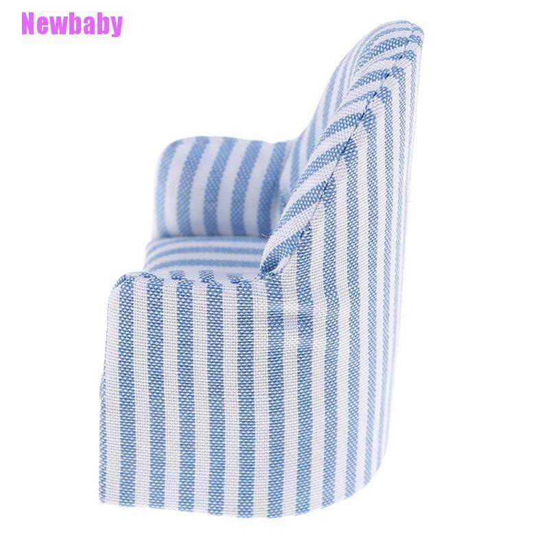 (Newbaby) Miniatur sofa / Tempat Tidur Motif Garis Skala 1: 12 Untuk Dekorasi Rumah Boneka