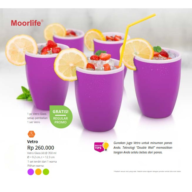 Moorlife Promo Vetro Gelas isi 4pcs /tempatminum/cangkir