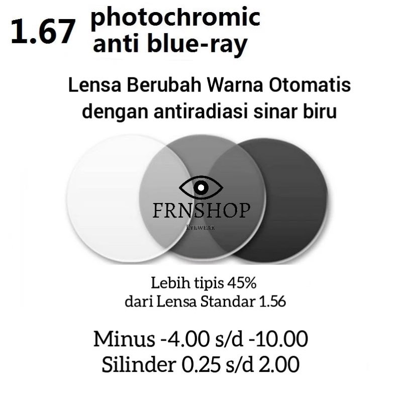 Pembuatan Lensa Lensa Blueray Photocromic Hi-Index 1.67 Minus Tinggi/Besar - Lensa BLUECROMIC Tipis 