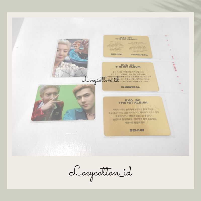 EXO SC PHOTOCARD GOLD CARD PC 1 BILLION VIEWS SEHUN CHANYEOL 1BV