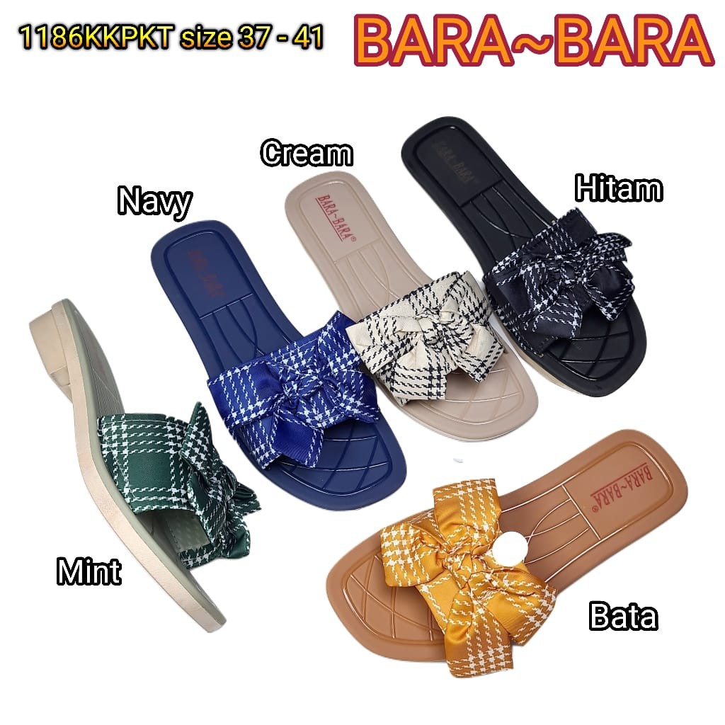 BARA BARA ORIGINAL jelly sandal karet empuk murah wanita pita kain cewek selop import 1186KKPKT