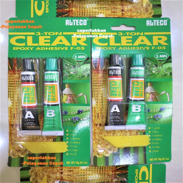 Lem Epoxy Bening Transparan Alteco Clear Epoxy Adhesive F-05 5 Menit Kering Merekat Kuat Tahan Air