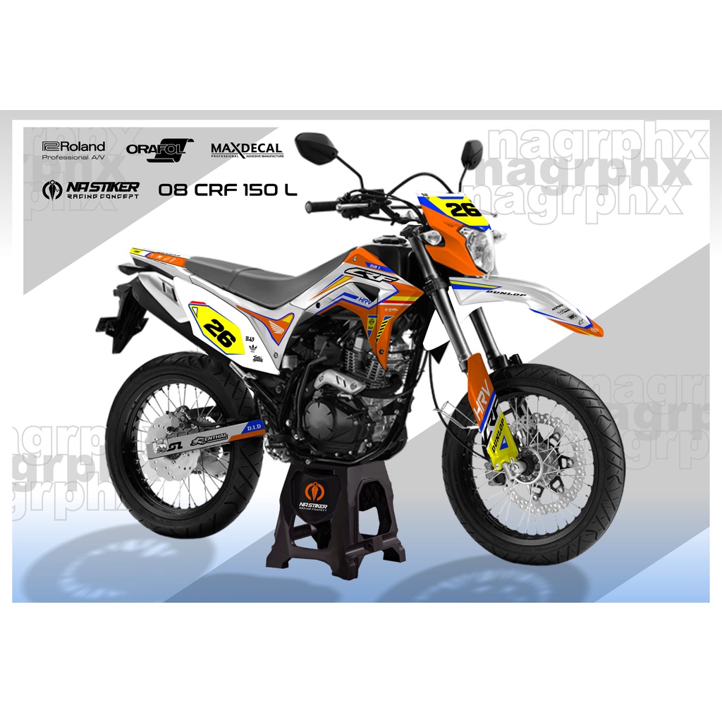 DECAL CRF 150 L FULL BODY PUTIH OREN