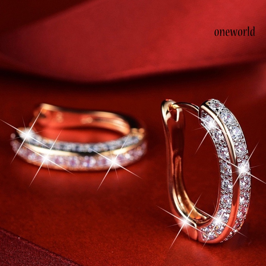OW# 1 Pair Earrings Charm Attractive Ring Shape Dainty Huggie Earrings for Women