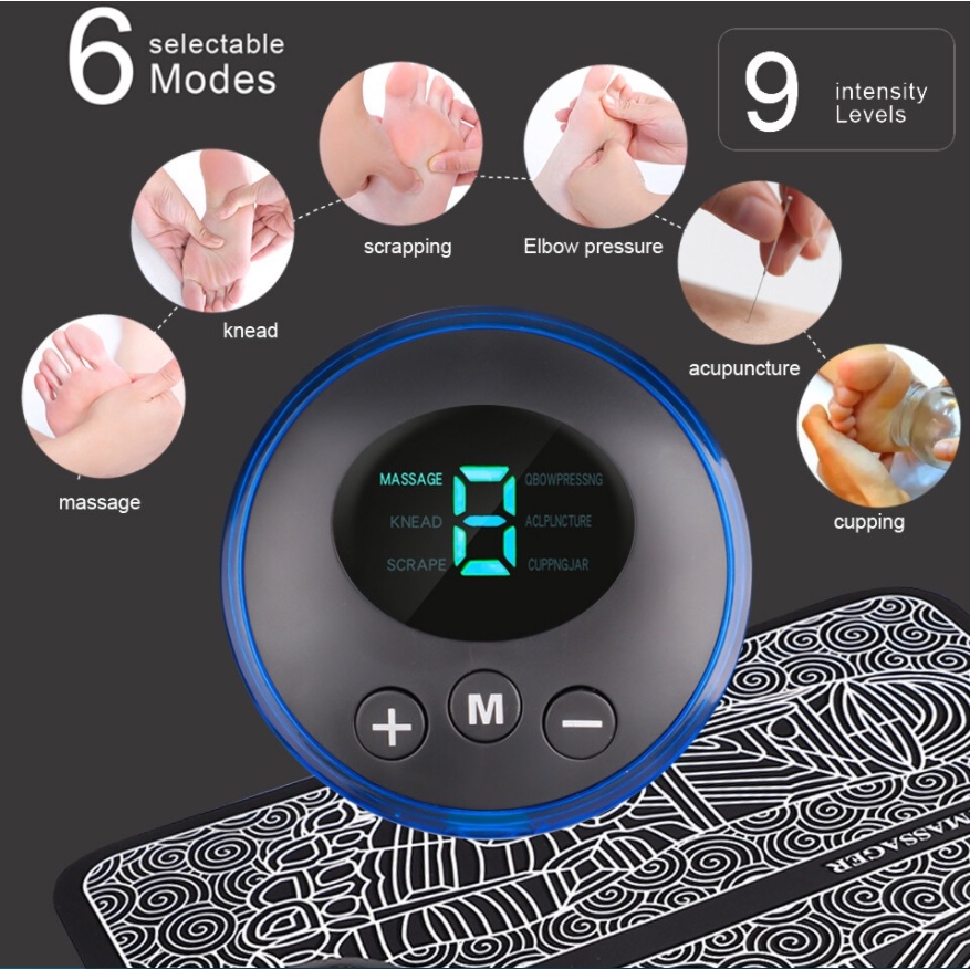 Ems Electric Foot Massage Pad Recharge Pulse Akupunktur Meningkatkan Sirkulasi Darah Pereda Nyeri