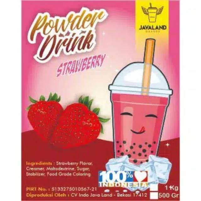 

Strawberry. Bubuk perasa minuman (powder drink) Javaland