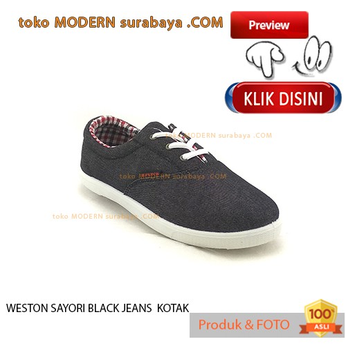 WESTON SAYORI BLACK JEANS KOTAK sepatu kets casual sneakers