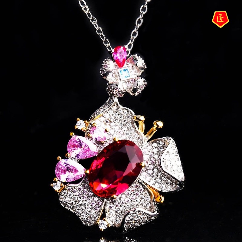 [Ready Stock]Luxury Pigeons-Blood Ruby Pendant Elegant Fashion