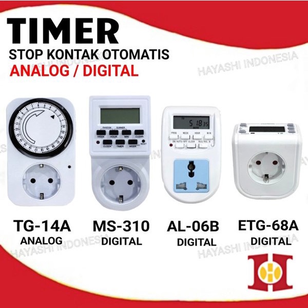 Stop Kontak Timer ON OFF Listrik Otomatis Manual Analog Digital 24 Jam