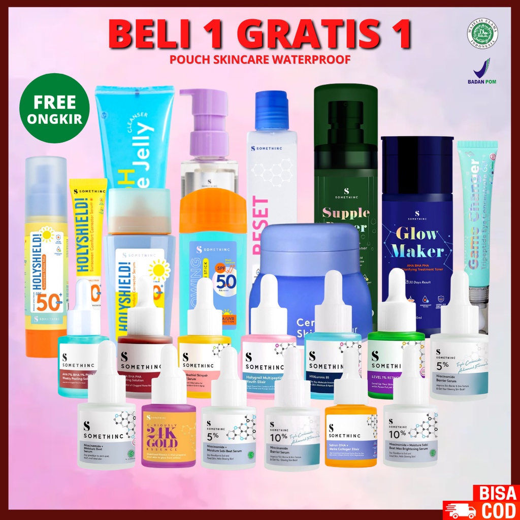 [ All Variant ] SOMETHINC 10% Niacinamide, Jelly Cleanser, Moisturizer Gel, HYALuronic9, GLOW MAKER Toner,  Serum AHA BHA Peeling, Eye Gel, Essence Toner, Oil Serum, Sunscreen, Retinol serum, 4K GOLD Essence,  Deep Cleansing Balm, Toner Kit