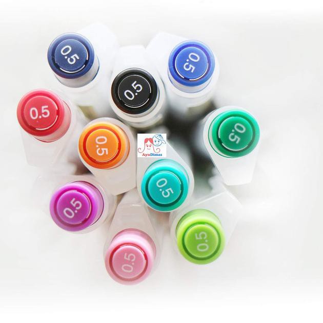 

✍( ͡❛ ͜ʖ ͡❛) Muji Smooth Gel Ink BallPoint color Pen Knock Type - pulpen - Yellow Green À