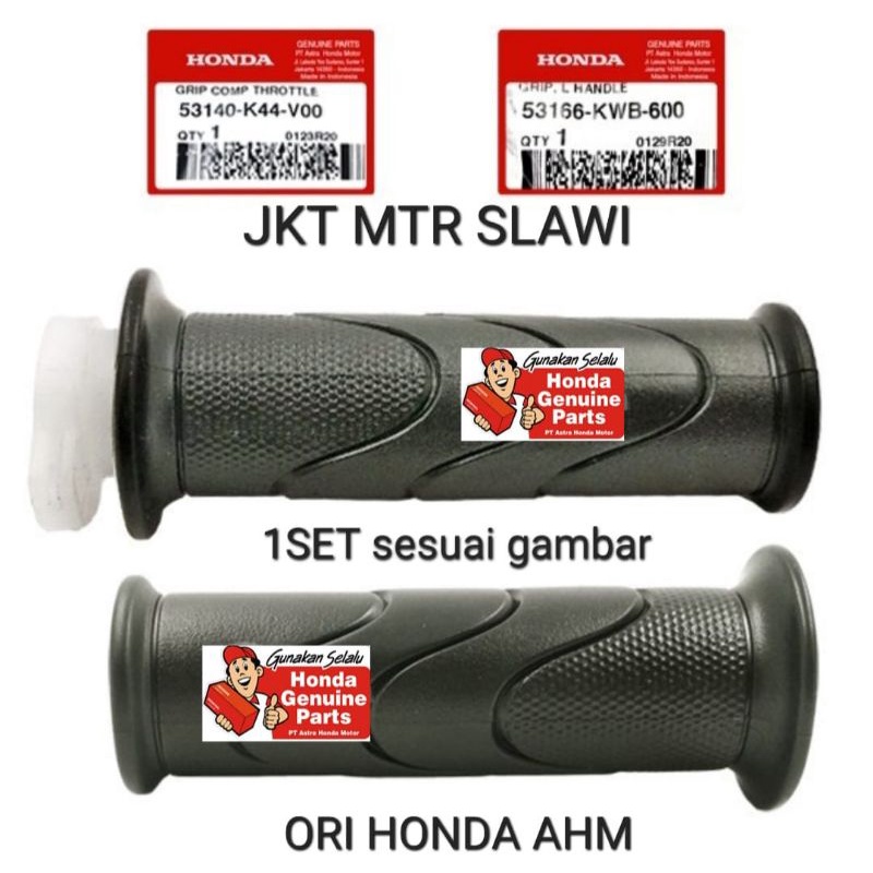 Hand grip 1set sesuai gambar grip stang karet stang plus selongsong gas kanan kiri beat fi esp, beat ecobeat street 2015-2019 asli honda