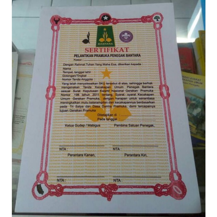 

sertifikat bantara & laksana 10 lembar